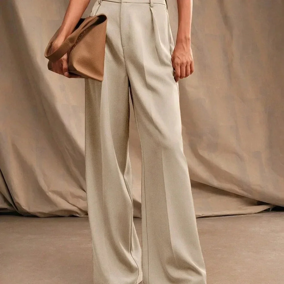 Apricot Casual Women's Pleated Maillard Straight High-Waist Trousers - Picture 5 of 6